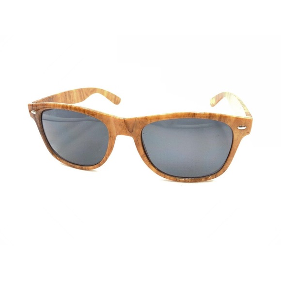 Lemon Lemon Woodgrain Brown Square Sunglasses Gray Lens 140 Designer Men Women - Picture 8 of 12
